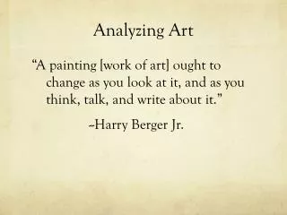 Analyzing Art