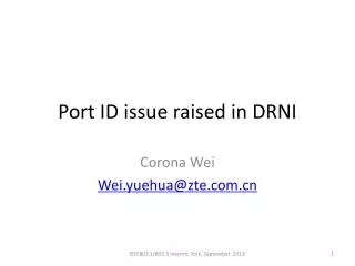 Port ID issue raised in DRNI