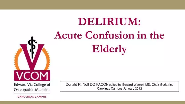 delirium acute confusion in the elderly