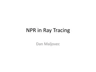 NPR in Ray Tracing