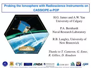 Probing the Ionosphere with Radioscience Instruments on CASSIOPE-e-POP