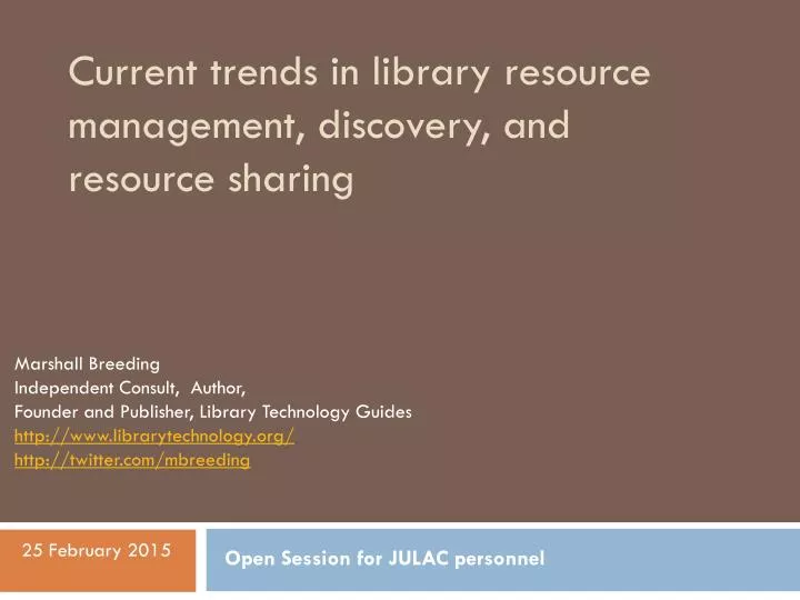 current trends in library resource management discovery and resource sharing