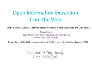 Open Information Extraction from the Web
