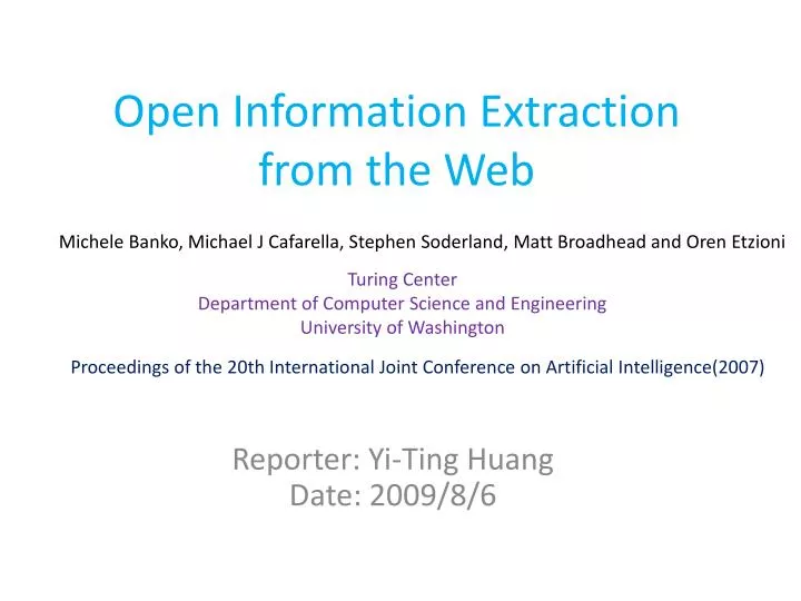 open information extraction from the web