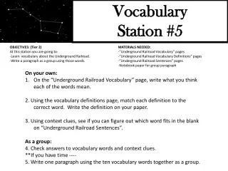 Vocabulary Station #5