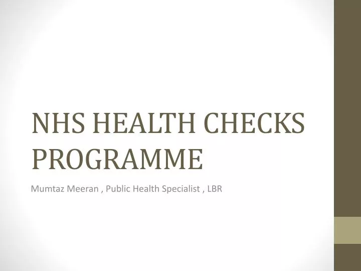 nhs health checks programme