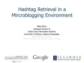 Hashtag Retrieval in a Mircroblogging Environment