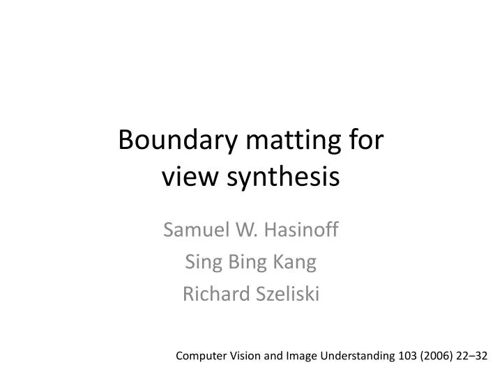 boundary matting for view synthesis