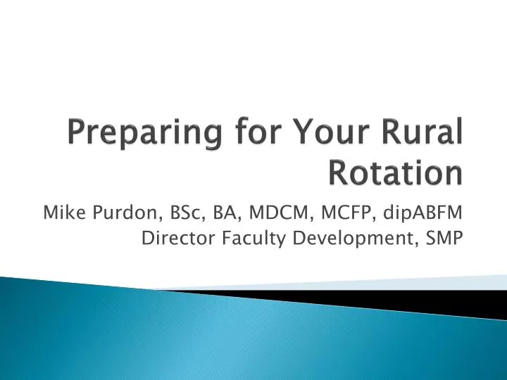 preparing for your rural rotation
