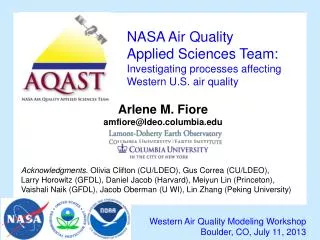 NASA Air Quality Applied Sciences Team: