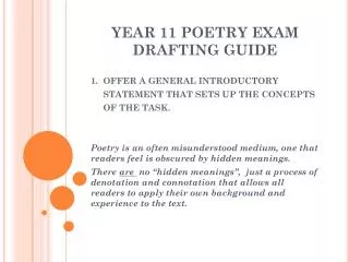 YEAR 11 POETRY EXAM DRAFTING GUIDE