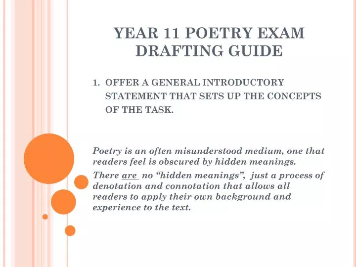 year 11 poetry exam drafting guide