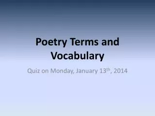 Poetry Terms and Vocabulary