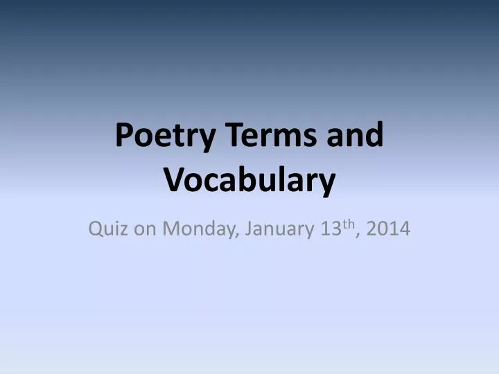 poetry terms and vocabulary