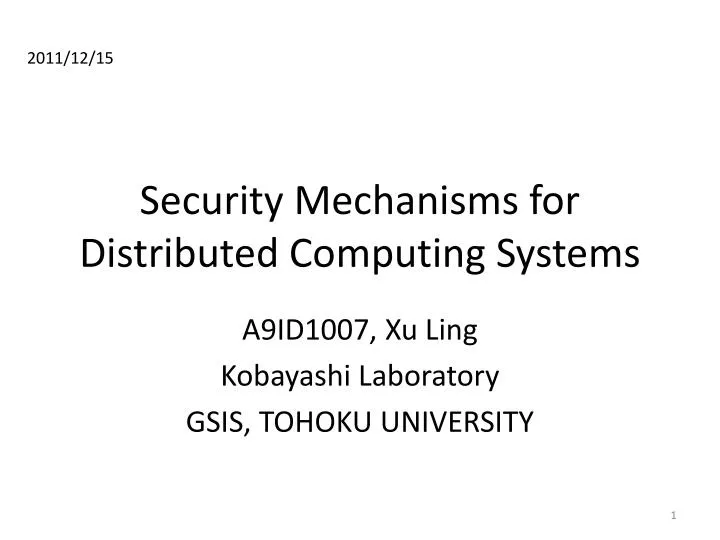 security mechanisms for distributed computing systems