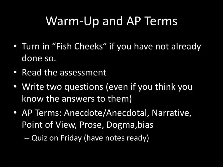 warm up and ap terms