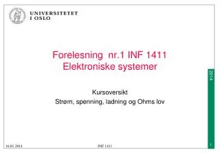 forelesning nr 1 inf 1411 elektroniske systemer