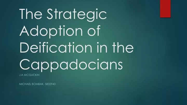 the strategic adoption of deification in the cappadocians