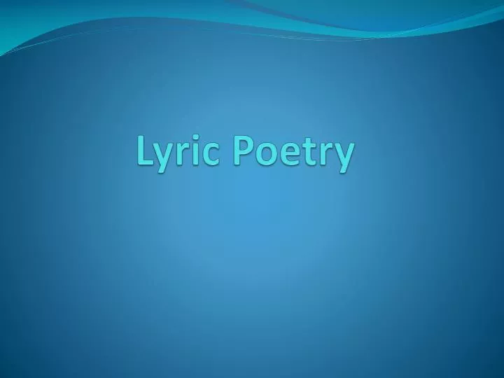 lyric poetry