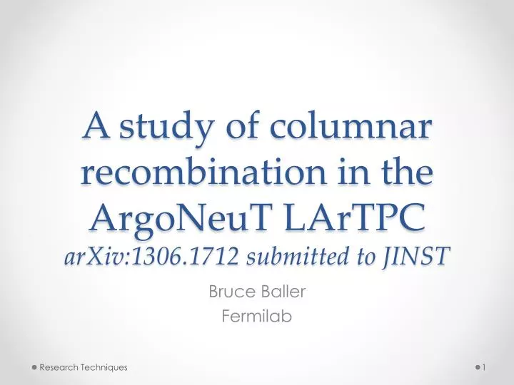 a s tudy of columnar recombination in the argoneut lartpc arxiv 1306 1712 submitted to jinst