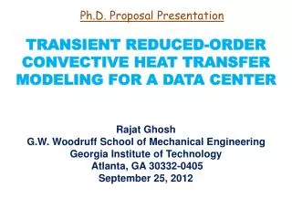 TRANSIENT REDUCED-ORDER CONVECTIVE HEAT TRANSFER MODELING FOR A DATA CENTER