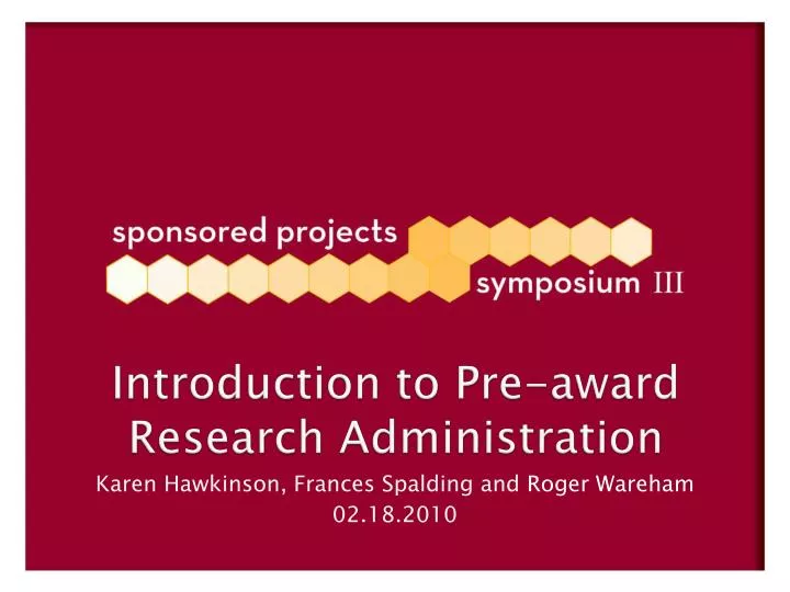 introduction to pre award research administration