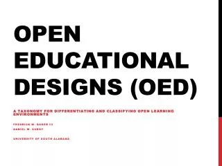 Open Educational Designs ( OED)