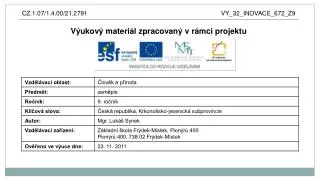 Výukový materiál zpracovaný v rámci projektu