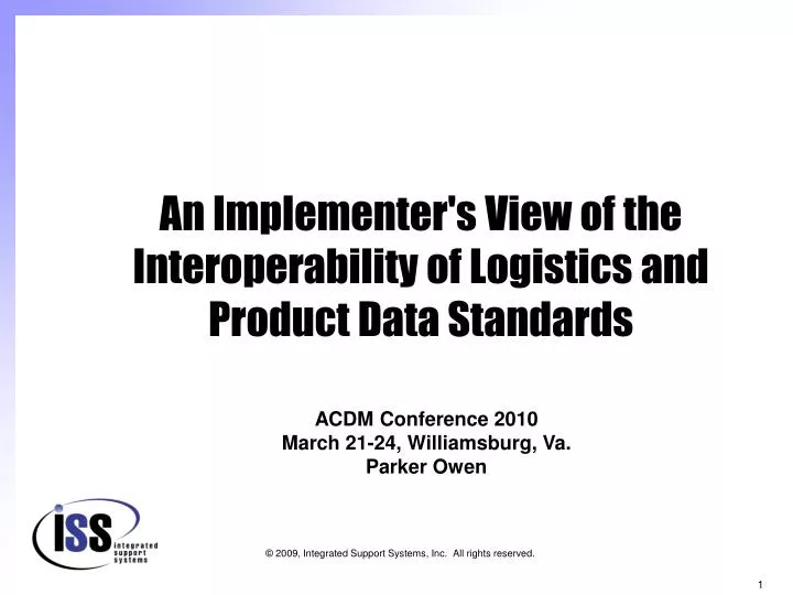 an implementer s view of the interoperability of logistics and product data standards