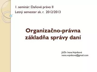 organiza no pr vna z klad a spr vy dan