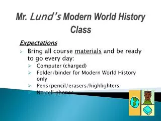 Mr. Lund’s Modern World History Class