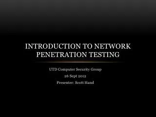 Introduction to Network Penetration Testing