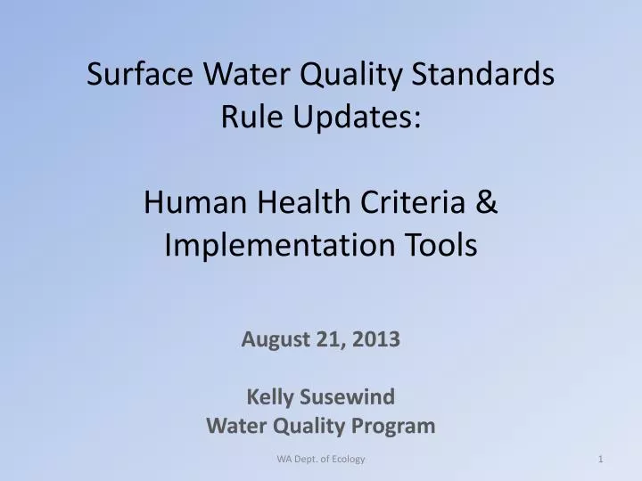surface water quality standards rule updates human health criteria implementation tools