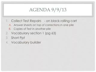 Agenda 9/9/13