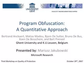 Program Obfuscation: A Quantitative Approach
