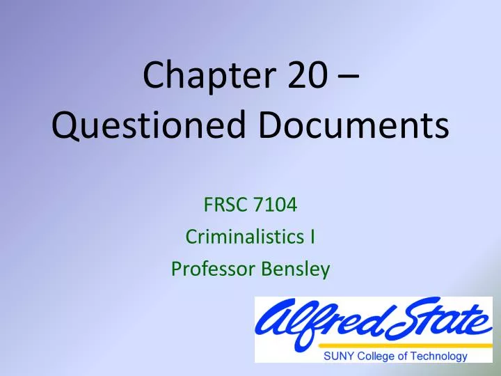 chapter 20 questioned documents
