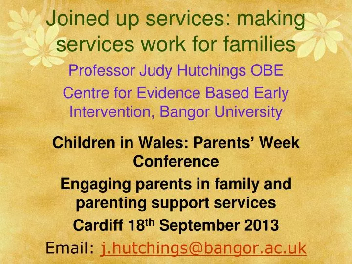 joined up services making services work for families