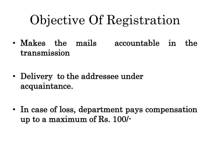 objective of registration
