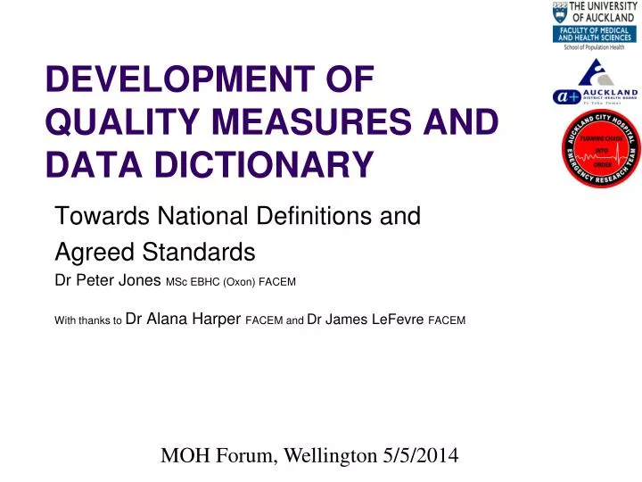 development of quality measures and data dictionary