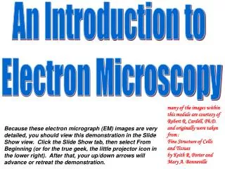 An Introduction to Electron Microscopy