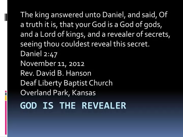 god is the revealer