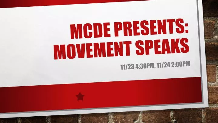 mcde presents movement speaks