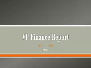VP Finance Report