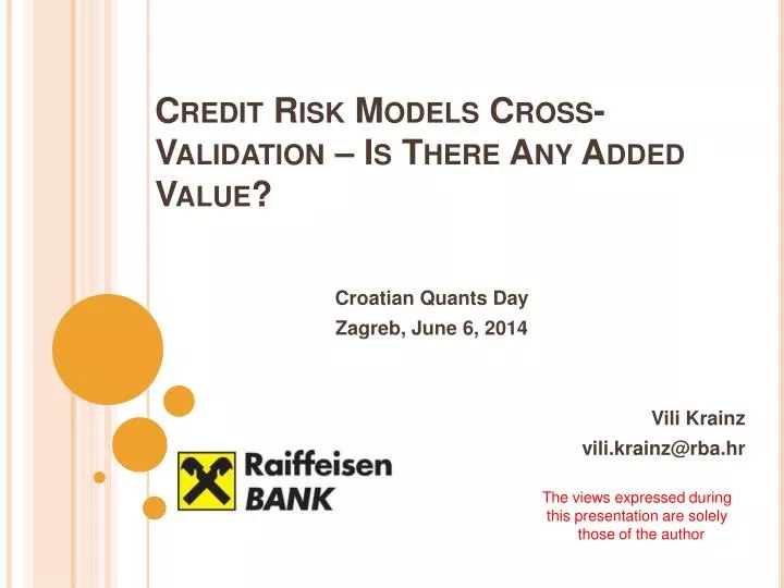 credit risk models cross validation is there any added value