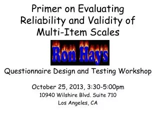 Primer on Evaluating Reliability and Validity of Multi-Item Scales