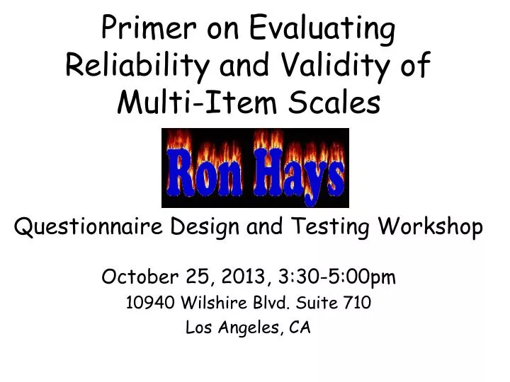 primer on evaluating reliability and validity of multi item scales
