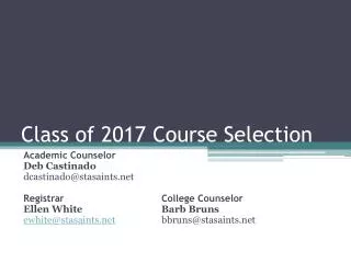 Class of 2017 Course Selection