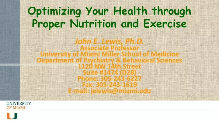 optimizing your health through proper nutrition and exercise