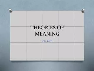 THEORIES OF MEANING