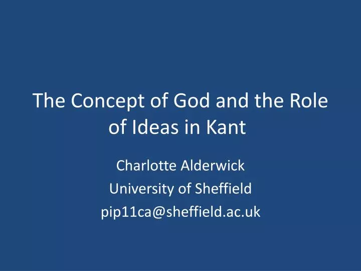 the concept of god and the role of ideas in kant